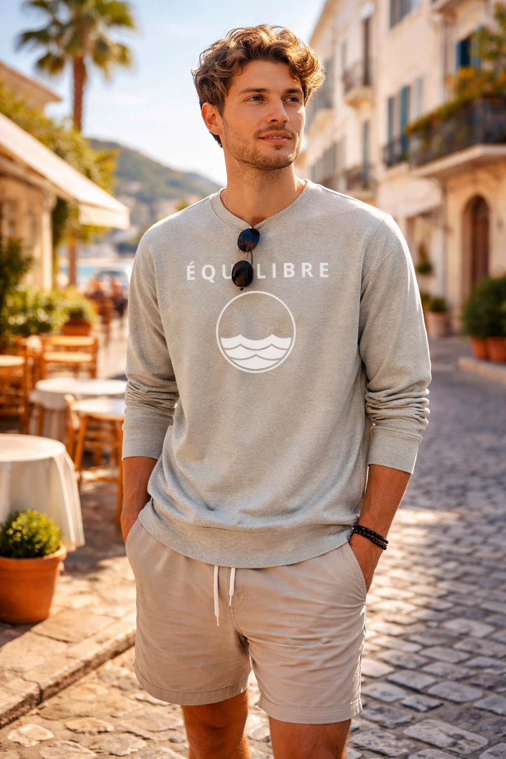 ÉQUILIBRE Signature Premium Sweatshirt grey color soft fabric minimalist everyday wear