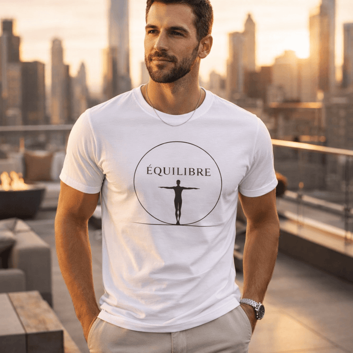 ÉQUILIBRE Signature Balance Tee worn casually confident style streetwear everyday outfit