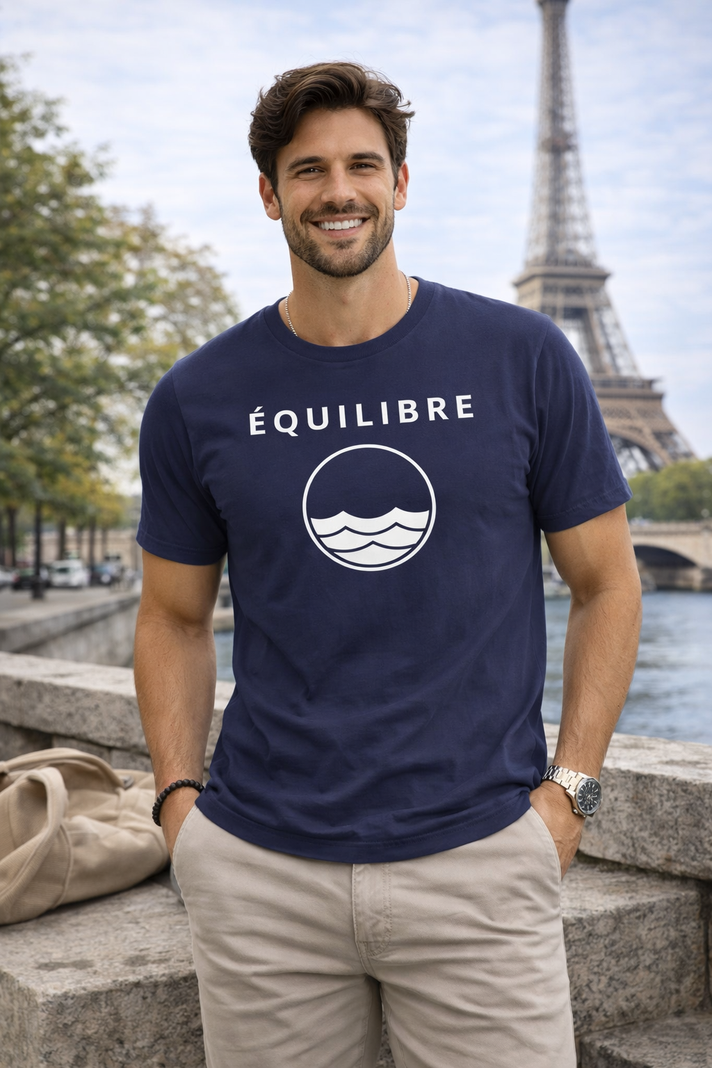 ÉQUILIBRE Signature Balance Tee Minimalist PREMIUM T-Shirtworn casually confident lifestyle minimalist everyday outfit