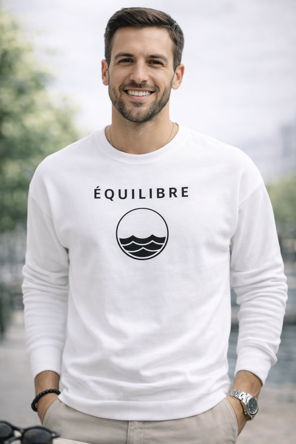 ÉQUILIBRE Signature Premium Sweatshirt multiple colors worn stylish casual streetwear look