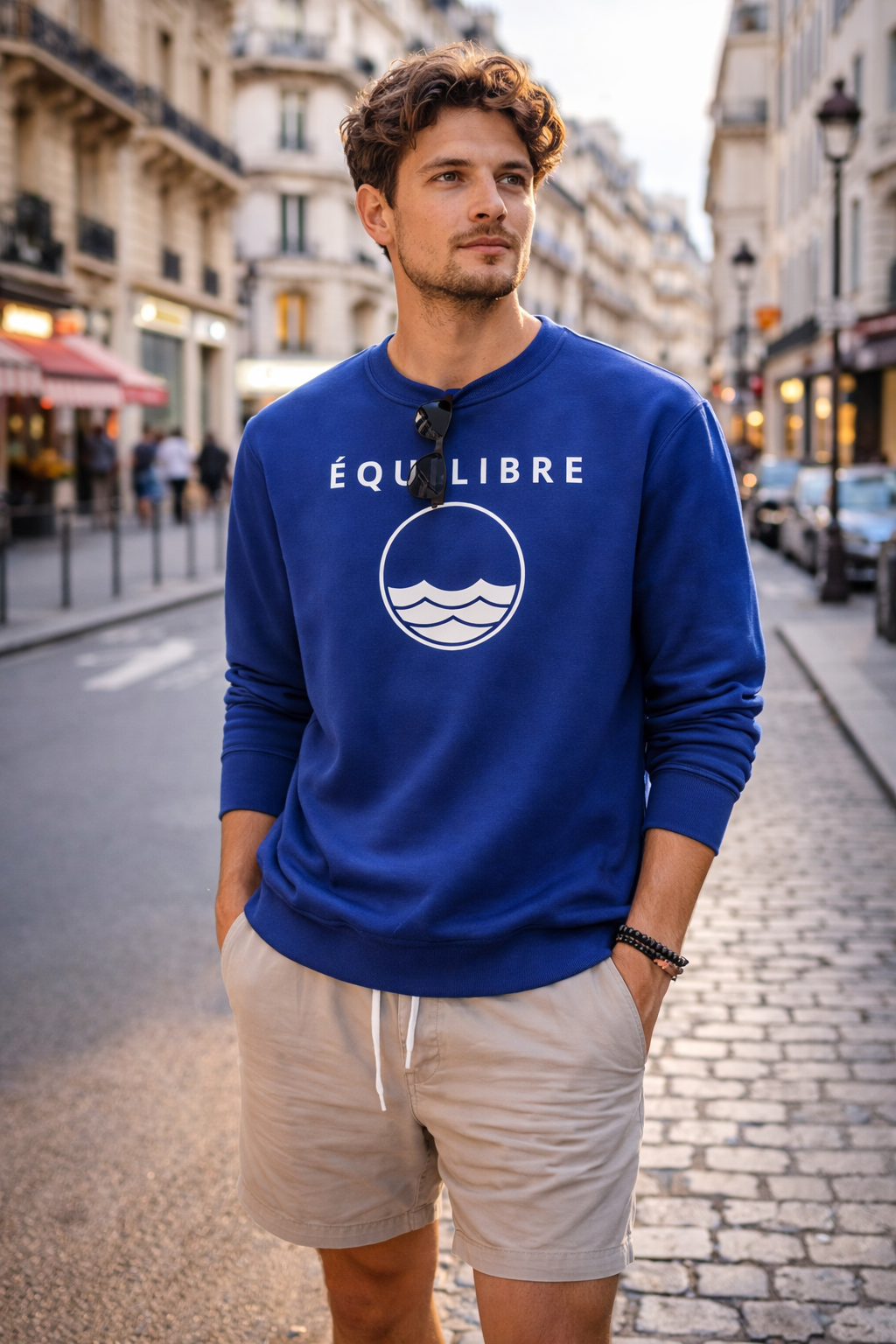 ÉQUILIBRE Signature Premium Sweatshirt blue color relaxed fit modern fashion streetwear
