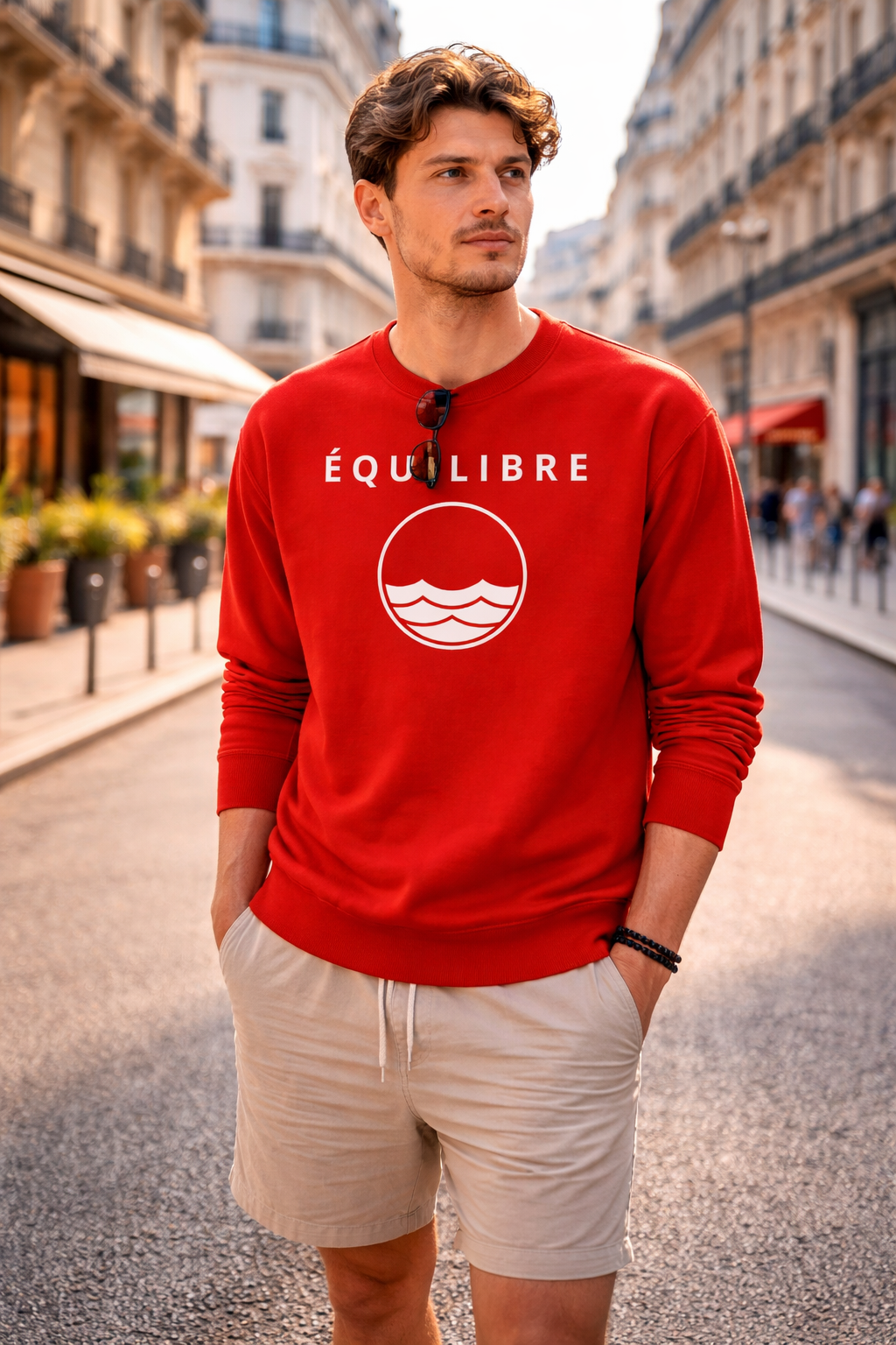ÉQUILIBRE Signature Premium Sweatshirt  red color bold style premium casual outfit