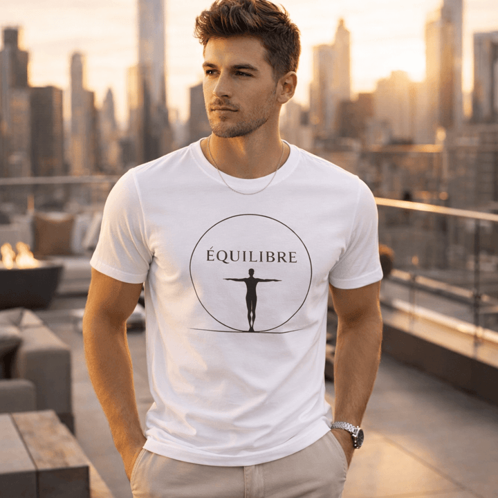 ÉQUILIBRE Signature Balance Tee worn casually confident style streetwear everyday outfit