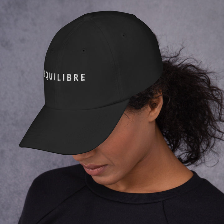 Black ÉQUILIBRE Signature Cap front view structured fit premium quality street style
