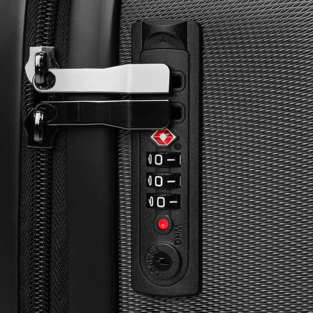 BlackÉQUILIBRE Suitcase Travel with Mastery open interior spacious compartments organized packing travel
