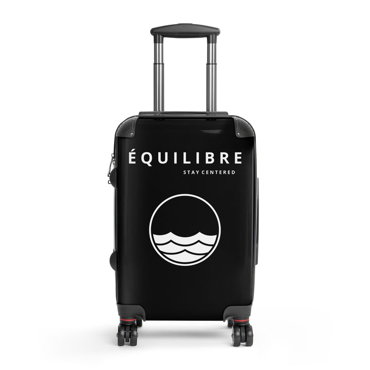 Black ÉQUILIBRE Suitcase Travel with Mastery front view hard shell minimalist travel luggage design
