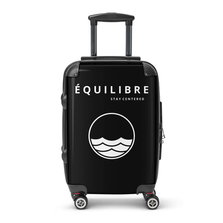 ÉQUILIBRE Suitcase Travel with Mastery black wheels and handle close up durable smooth travel mobility
