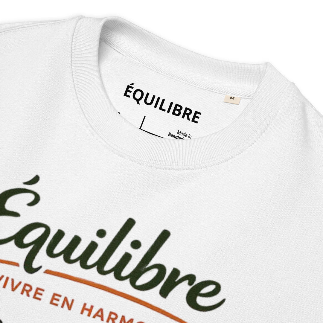 Close up of ÉQUILIBRE Live in Harmony Sweatshirt fabric soft material premium stitching detail