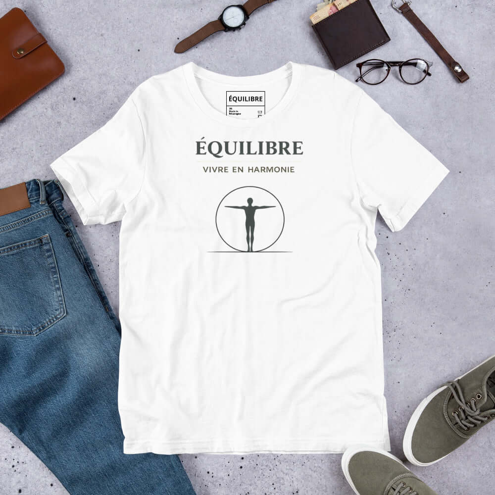 Close up of ÉQUILIBRE Live in Harmony Teesoft cotton fabric premium stitching detail