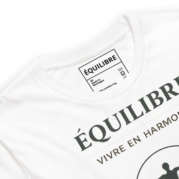ÉQUILIBRE Live in Harmony Tee front view minimalist design calm lifestyle casual fashion